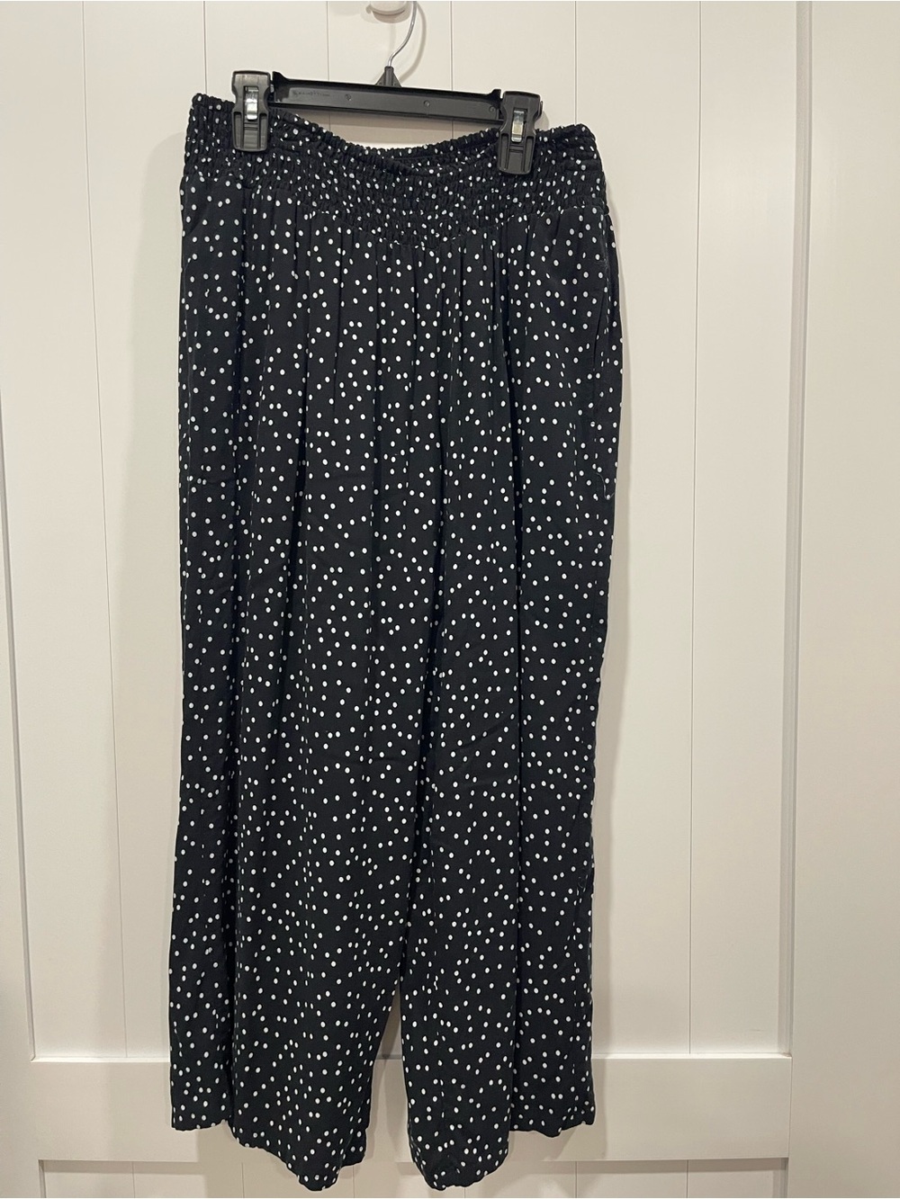 Maurices Black Wide-Leg Tiny Polka Dot Pants medium classic capsule wardrobe